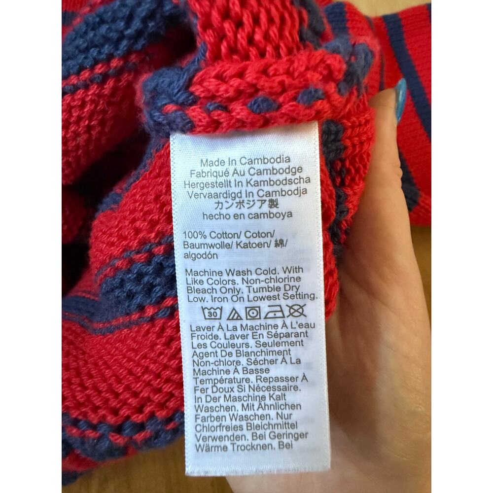 J.Crew Striped Rollneck Sweater Women L Red Navy Crewneck Chunky Knit Pullover - Picture 3 of 7